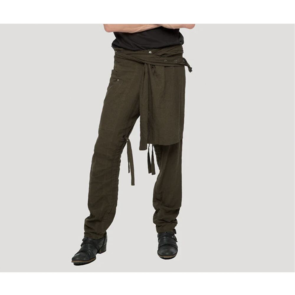 Psylo Skirted Pants 40 Small Olive Noir Ethno Punk Shanti Edgy Emo Avant Garde